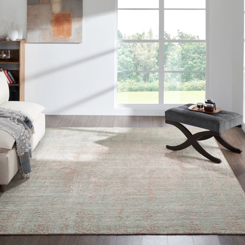 Tapis linéaire texturé vert Gaven Misty, 10 pi x 14 pi