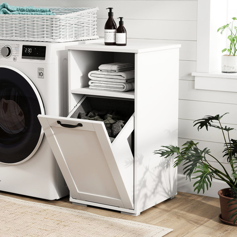 Armoire à linge blanche avec sacs à doublure amovibles, simplifiant l'organisation dans les dortoirs, largeur de 16,1 po, profondeur, hauteur de 29,81 po, doublure de 34,13 lb, appartements et dortoirs