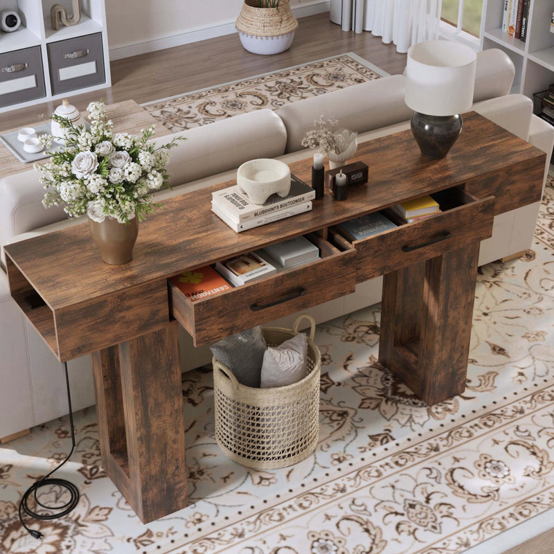 Console 63 po avec repose-pieds Farmhouse