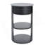 Indoor 3-Tier Metal Round Side Table With Sliding Door Cabinet-1960523786