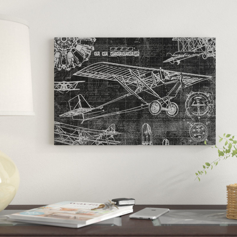 « rétro aviation i », impression sur toile, H 8 po x l 12 po x P 0,75 po, Pas de tapis, Toile tendue