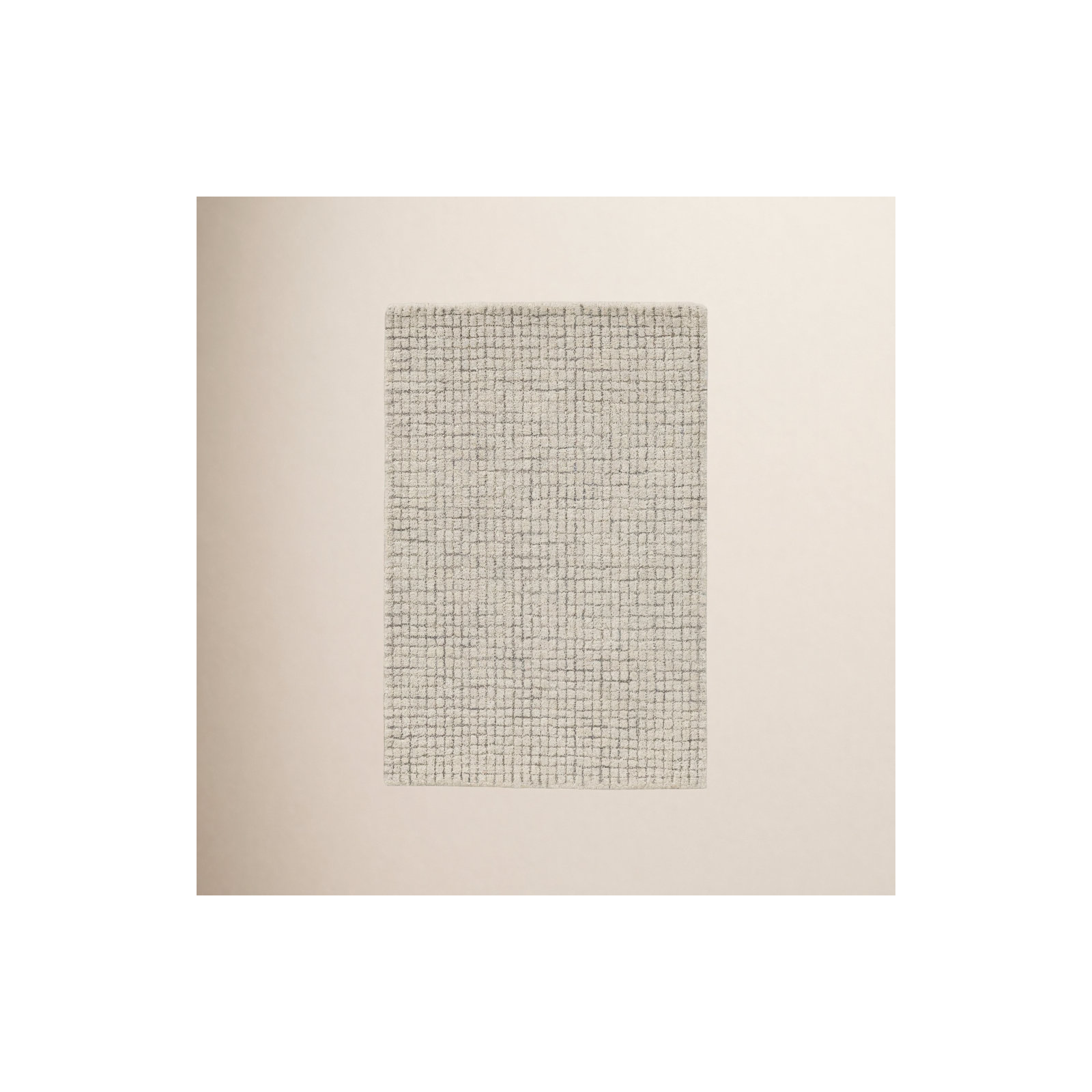 Roth Hand-Tufted Wool Grid Area Rug, Rectangle 2' x 3', Ivory / Gray