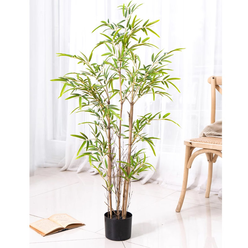 Simulation de pot en bambou, nouvelle plante verte d'intérieur zen chinois, H 82,68 po x l 15,75 po x P 15,75 po