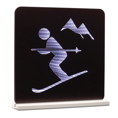 Mountain Skier EkkoLight Plaque 15.5"SQ