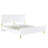 High Gloss Finish Queen Bed With Wave Design And Metal Legs, 26 Slats 2 Support No Box Spring Necessary, Fully Kd Structure, 660Lbs Capacity, White Main Color, Synthetic Wood Material, 65 Inches Of