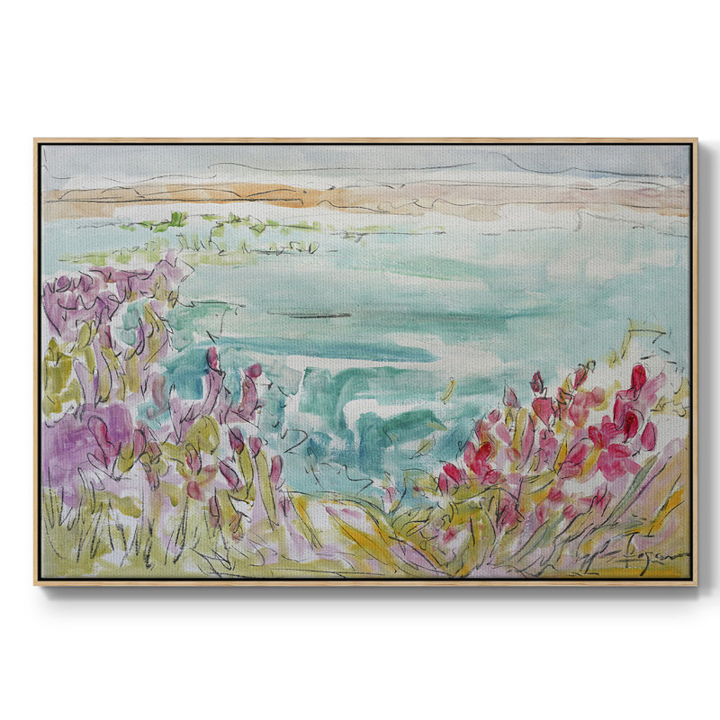 " On A Whim, Fly ", 17" H x 25" W x 2" D, Natural Wood Framed