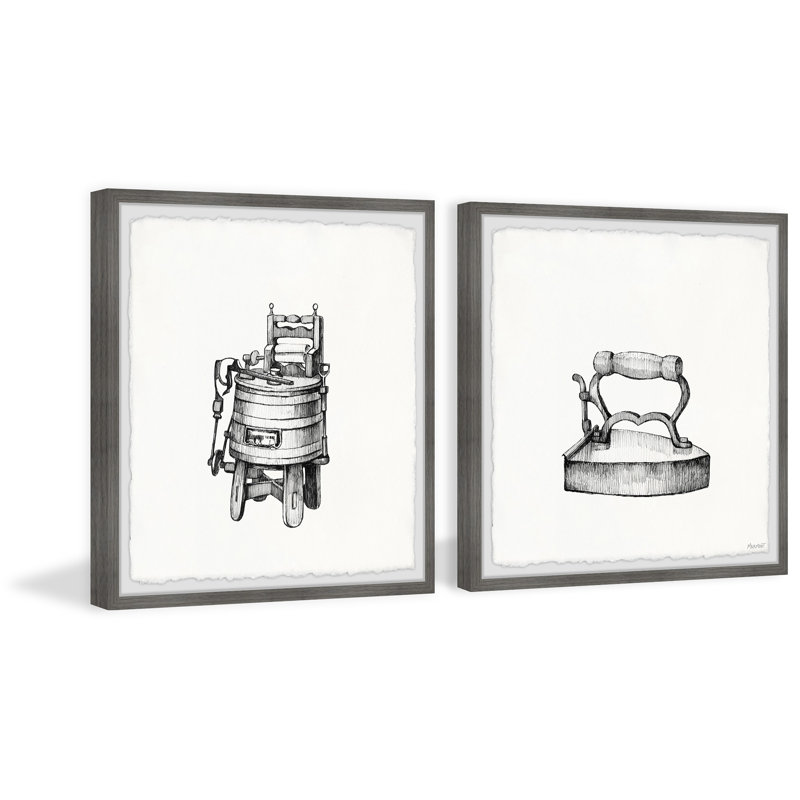 Old Washer by Marmont Hill - 2 Piece Single Picture Frame Print, 81cm H x 162cm W x 3.81cm D