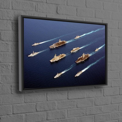 Large Ocean View Canvas Wall Hanging Featuring Military Navy Ships and Warriors For Perfect Christmas Gift