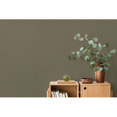 Designs Oat Stretford Linen Embossed Vinyl Unpasted Wallpaper