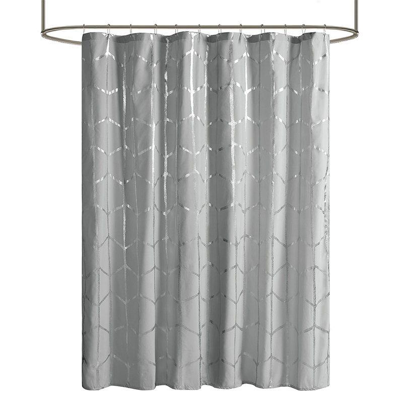 Printed Metallic Shower Curtain，1 Shower Curtain, Gray/Silver