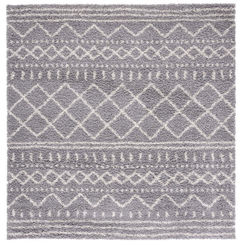 Develin Performance Chevron Rug, Square 6'7", Gray/Ivory