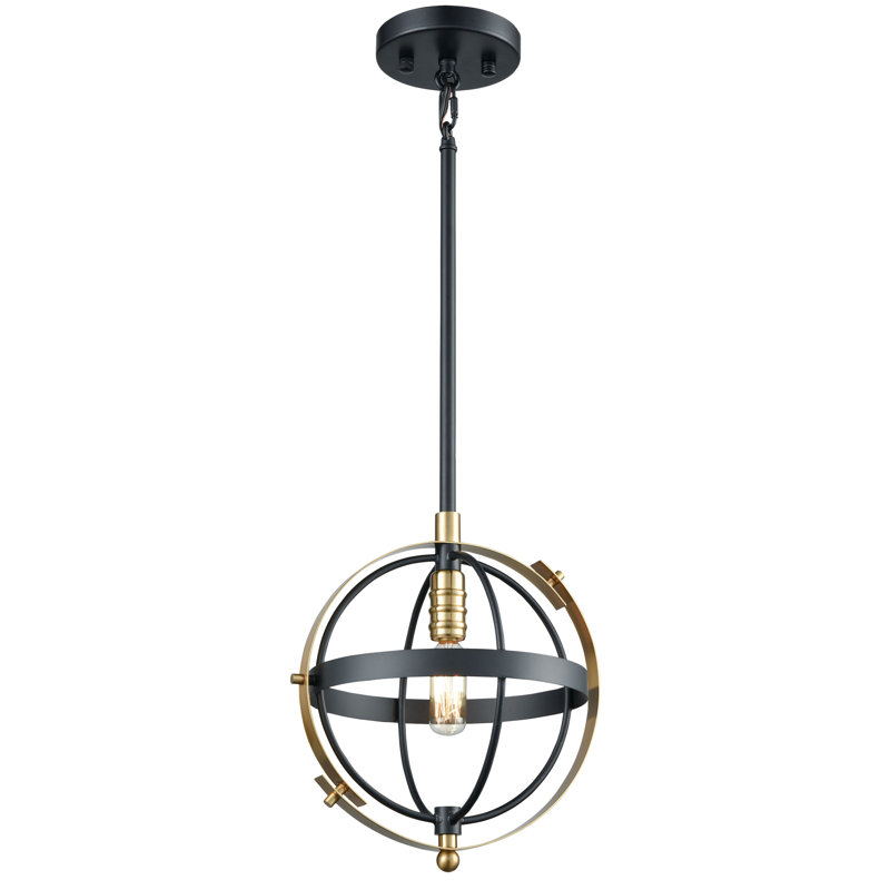 Mini-luminaire suspendu 1 lumière de 10 po Caldwell - noir mat