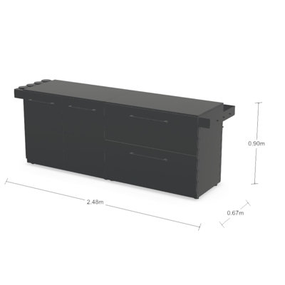 Ensemble de rangement et d'accessoires modulaires pour cuisine extérieure Cozze Elements – Module en acier thermolaqué résistant aux intempéries avec plateau de table en stratifié haute pression, étagère suspendue universelle et station de préparation des garnitures (ensemble de 4 pièces)