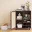 Buffet avec rangement et porte-bouteilles, armoire à portes en rotin avec tablettes ouvertes-499917356