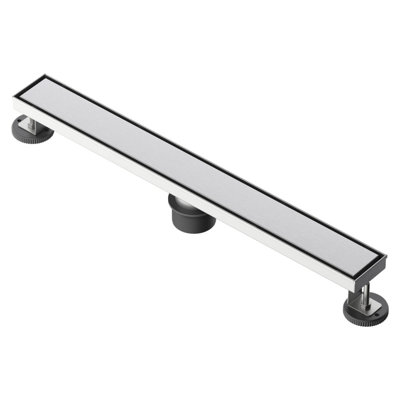 Drain de douche linéaire en acier inoxydable de 24 pouces avec piège à cheveux et insert de carrelage et grille 2 en 1 FINE FIXTURES