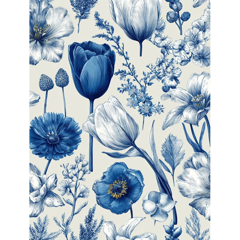 «Blue Garden», reproduction d'art sur toile tendue, H 16 po x l 12 po x P 1 po