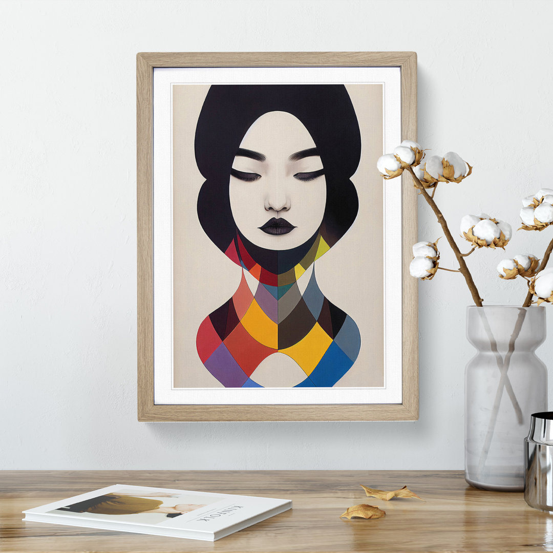 Abstract Coloured Woman No.5 - Wrapped Canvas Graphic Art