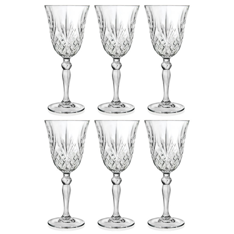 Elegant Clear Crystal Glassware Set of 6, 9 oz.
