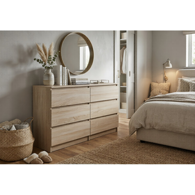 120 cm W Chest of 6 Drawers, Sonama