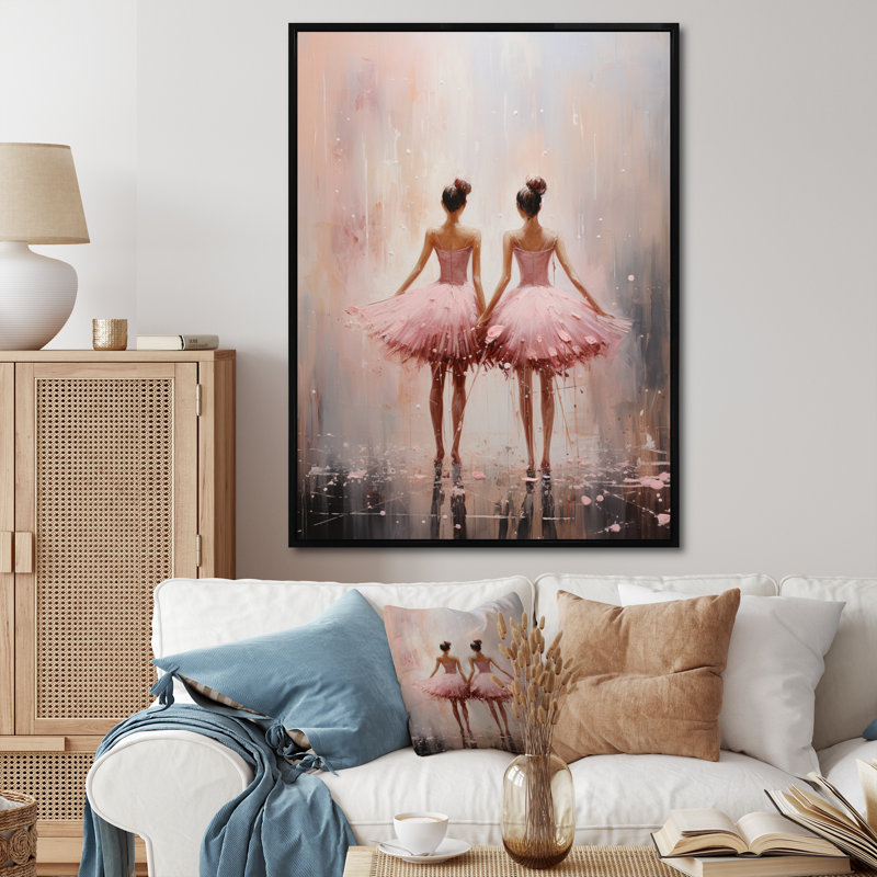 Danse de ballet rose II - impression, H 20 po x l 12 po x P 1 po, Cadre flottant noir
