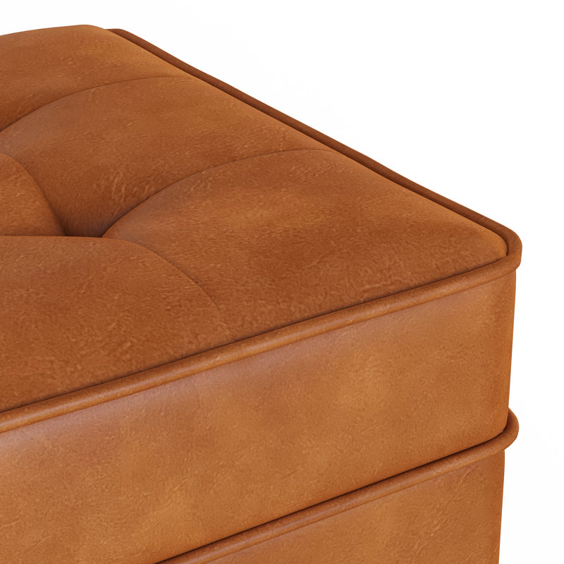 Repose-pieds en cuir Victor , Cuir véritable caramel