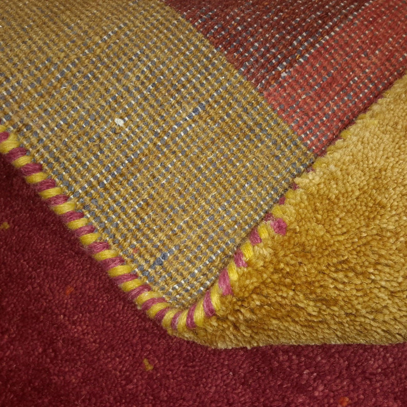 Tapis brun / jaune / rose dégradé à la main de 4 pi 6 po x 6 pi 8 po Ombre