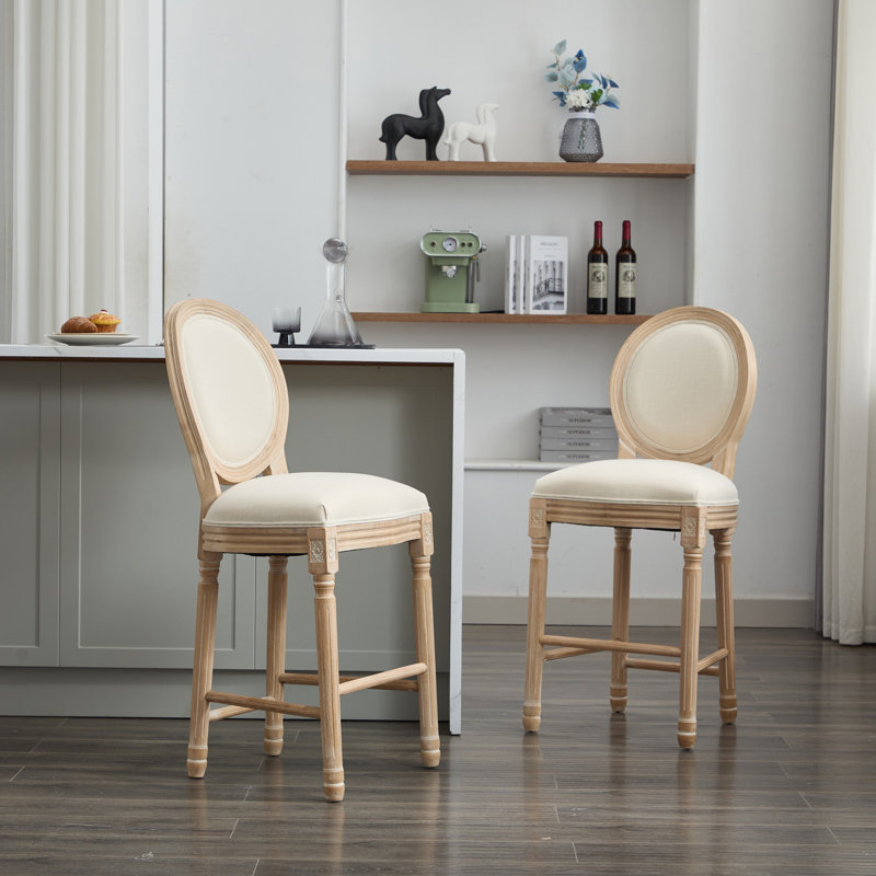 Ensemble de 2 tabourets de bar en bois massif avec tabourets en bois