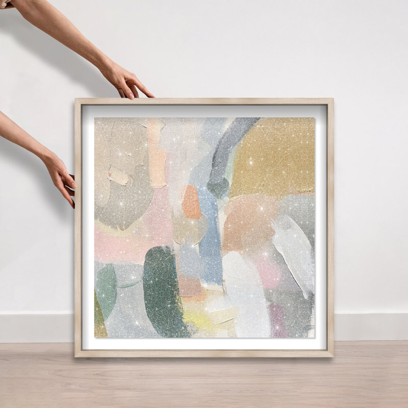Whirling Palette II Shadowbox Abstract Print by Oliver Gal, Black Frame, 12 x 12, 31.5"H x 31.5"W, Natural Oak Frame