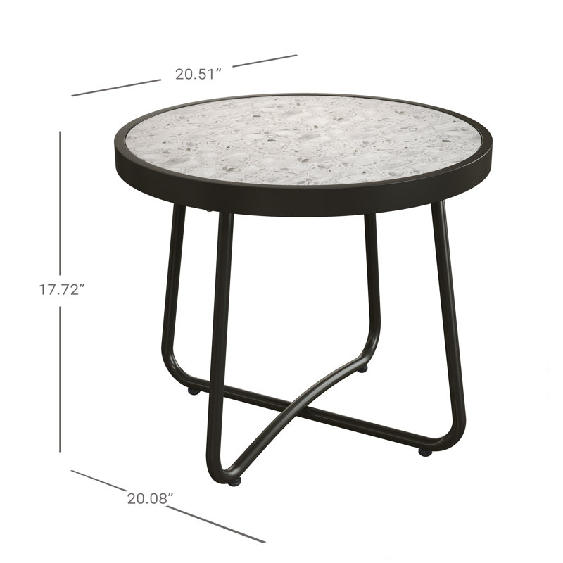 Cullompt Round Metal Outdoor Side Table , 20.51'' in. W 20.51'' in. D