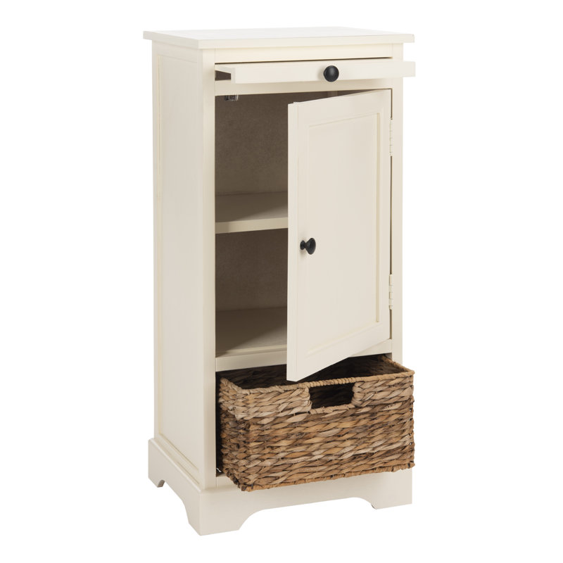 Armoire d'appoint en bois massif Elegant Paton, Patiné crème