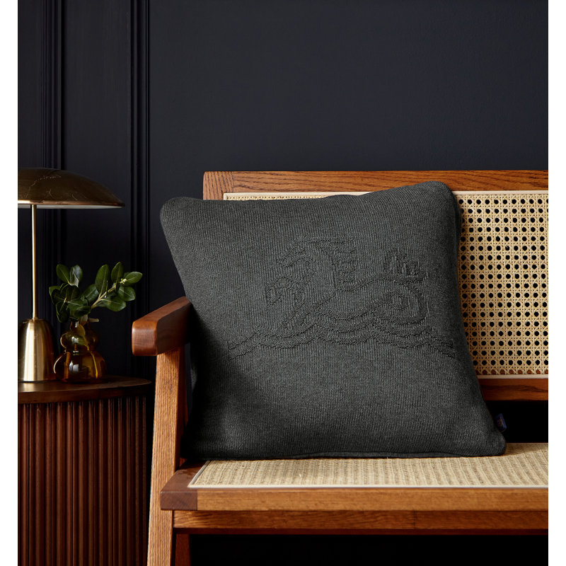 Signature Knit Feather Filled Cushion, Charcoal