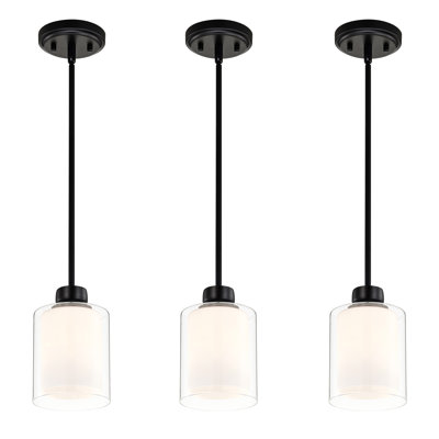 Nils 1-Light Clear Glass and White Glass Shades Mini Pendant Light