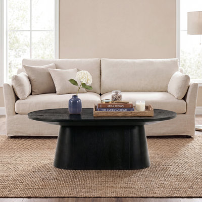 47.2" Modern Solid Wood Coffee Table with Spacious Oval Tabletop