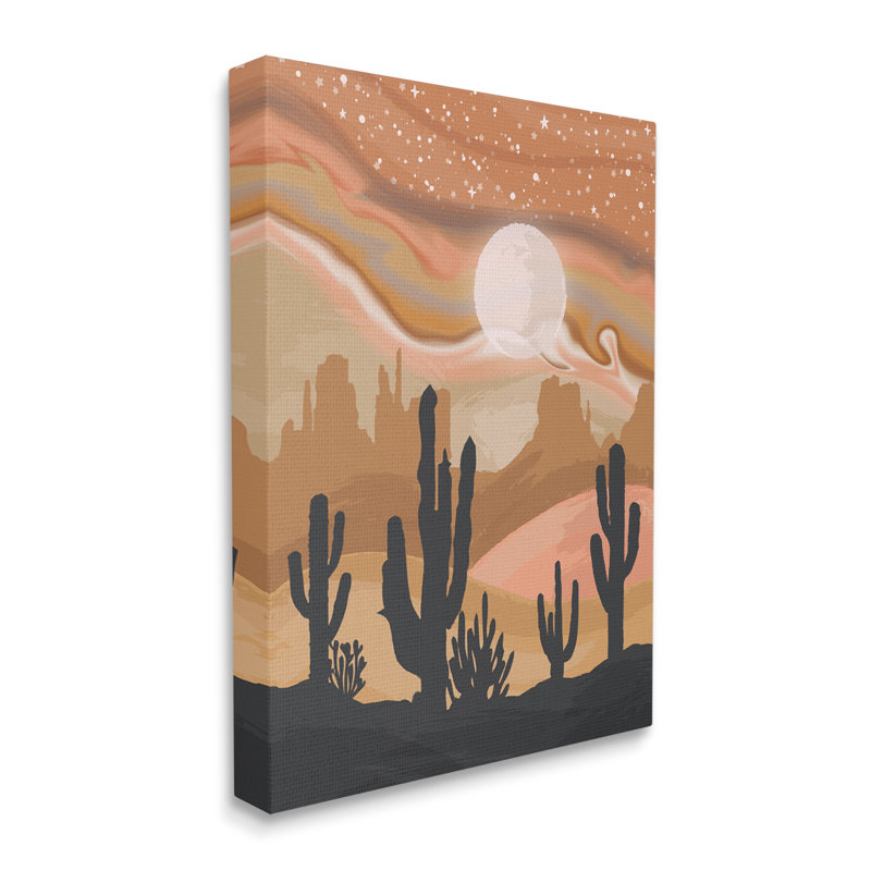 Paysage de tempête de sable Cactus Canyon, H 16 po x l 16 po x P 1,5 po, Plaque murale