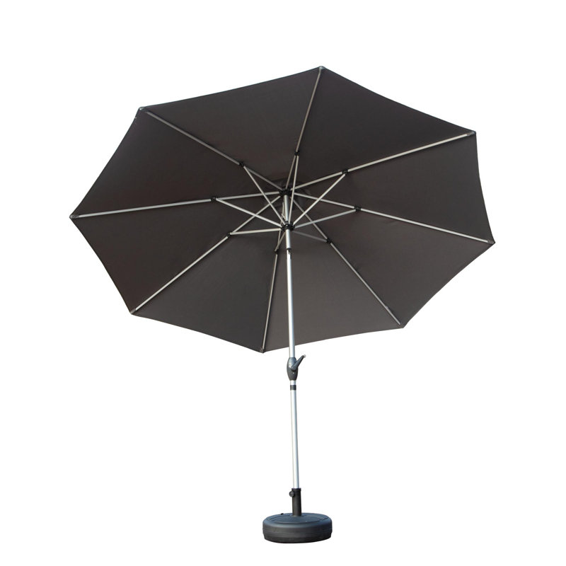 Parasol de patio 10 pi avec inclinaison des boutons résistant aux rayons UV et à l'eau, Gris