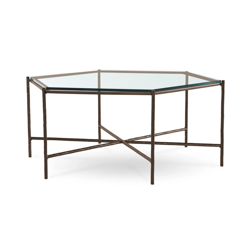 Athena Glass Top Coffee Table, Glazed Hudson, Clear, Glass