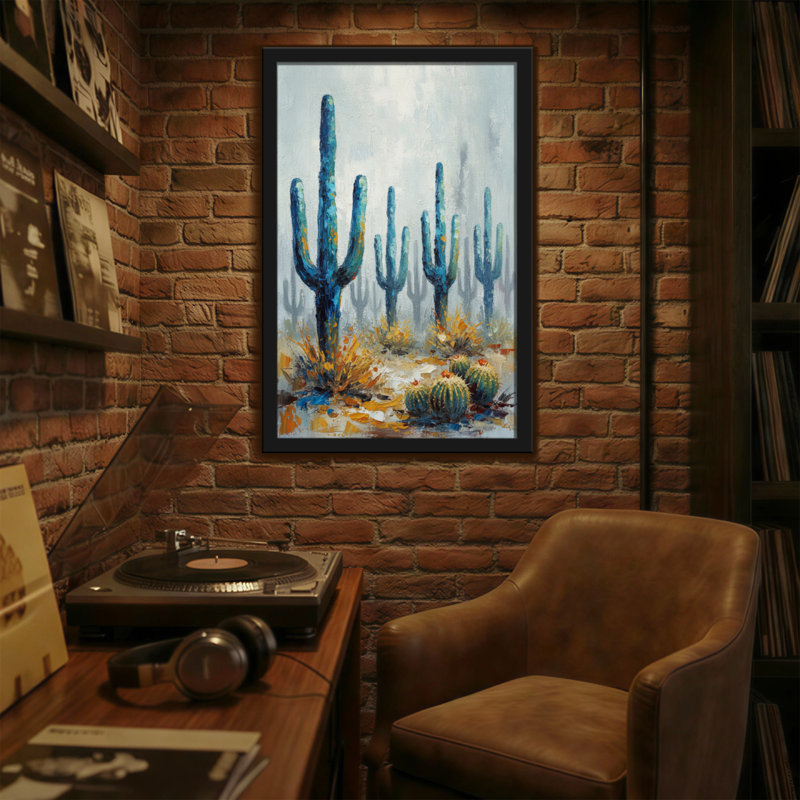 Plantes et fleurs, paysage de cactus du désert, reproduction d'art