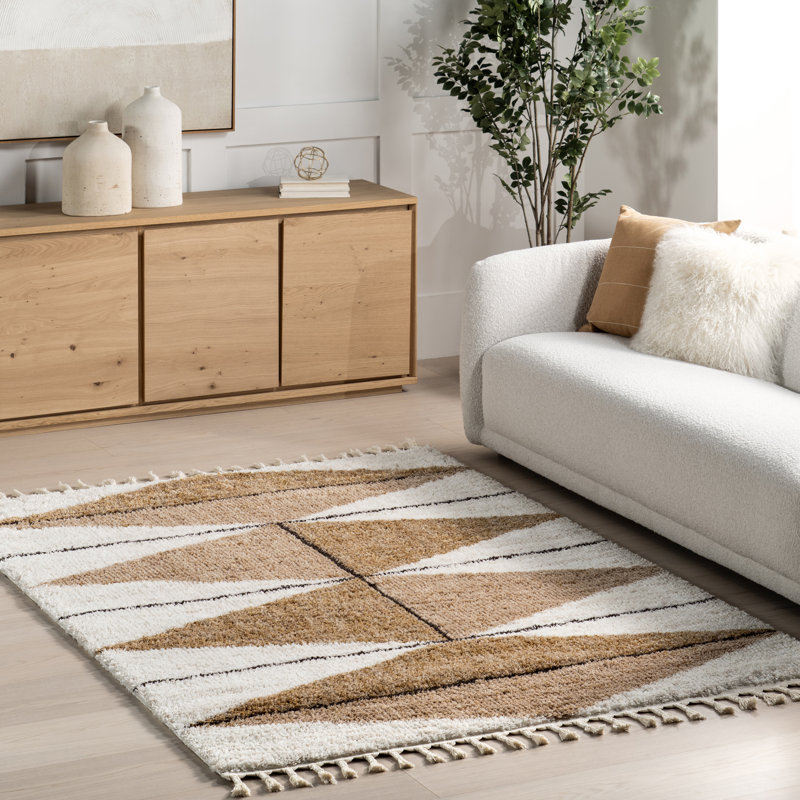Kali Shaggy Diamond Tassel Area Rug, Rectangle 6'7" x 9'