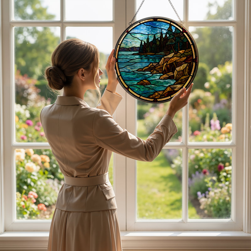 Panneau de vitrail en verre coloré 12 "H, H 12 po x l 12 po