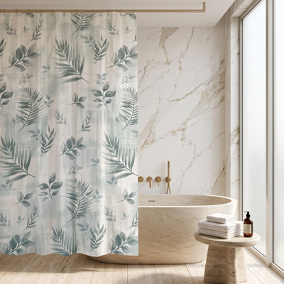 Rideau de douche imperméable en tissu à feuilles vertes Rothbury - 72 po x 72 po