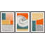 Abstrait bloc de couleurs vibrantes Mid-Century, paysage carré carré encadré sur toile, reproduction de 3 pièces-119385201-91260143