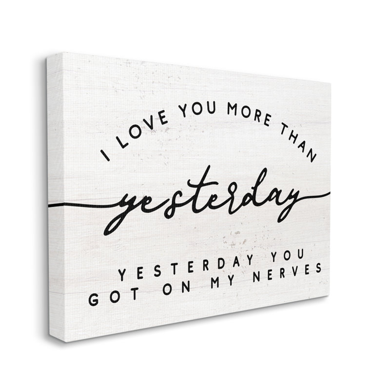 «Love You More Than Hier», phrase romantique - Art textuel, H 16 po x l 20 po, Plaque murale