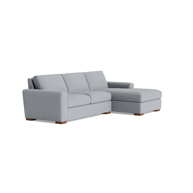 Couch Potato Chaise Sectional, Performance Weave - Zinc, Right Hand Facing
