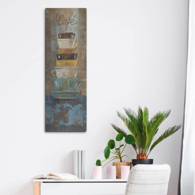  «Antique Coffee Cups 1» par Silvia Vassileva, art mural en métal, 12 po x 36 po