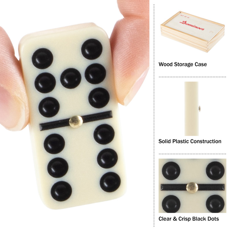 Hey! Play! Domino Set with Wood Case, Light Brown