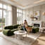 Canapé d'angle modulaire en velours côtelé vert olive, 116 po, assises profondes et accoudoirs incurvés-1406415897