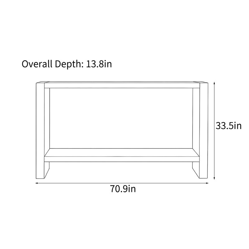 Console Wabi-sabi,  H 33,5 po x l 70,9 po x P 13,8 po