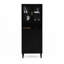 Armoire de rangement haute avec portes vitrées noires en verre trempé, 4 portes, réglable pour chambre à coucher, salon et