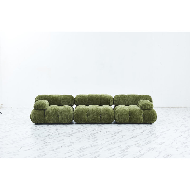 Gylfi Upholstered 114'' Reclining Sofa, Olive