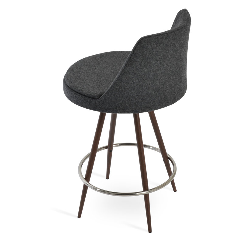 Tabouret de bar Martini, Noyer, Gris foncé, Tabouret de bar (assise de 30 po de hauteur)